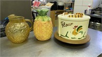 Ceramic Rooster Kitchen Canisters on Lazy Susan,