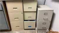 Two 3-Drawer Tan Filing Cabinets and One 2-Drawer