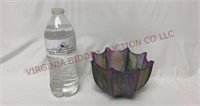 Hand Painted Rueven Art Glass Bowl ~ 3.5" tall