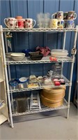 Metal Wire Rack/Shelf with Contents, Dishes,