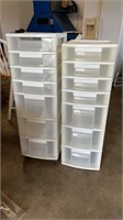 Two Sets of Plastic Storage Drawers for Craft