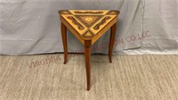 Vintage Wood Inlay Music Box Accent Table
