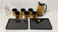 Vintage Thermo-Serv Set ~ Carafe, Mugs & Trays