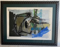 Framed abstract art piece, signed & dated,