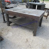 wood work bench w/steel top