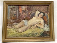 O/C framed reclining nude, 36.5" x 29"