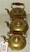 Lot #236 - (3) English brass tea pots in