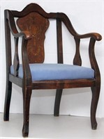 Mahogany finish arm chair with inlaid back splat