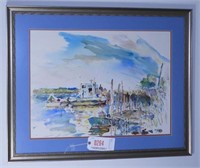 Lot #264 - Original Watercolor of boats at dock