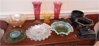 Lot #290 - Colored glass lot: pair of cranberry