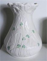 Lot #316 - Irish Belleek ivy decorated vase 9"