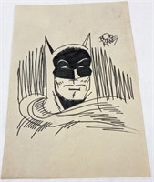 (4) Batman pcs - signed Bob Kane drawing,