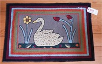 Lot #338 - Hand knotted wool Pile swan themed