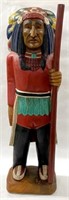 Indian Chief statue w/staff, wooden, approx 41"