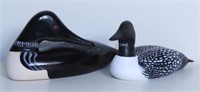 Lot #346 - (2) miniature carved Loon decoys: