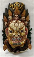 Wooden decorative wall mask, approx 26" h x 16" w