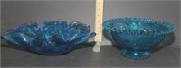 Grape pattern blue bowl, 10"