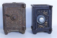Lot #351 - (2) figural cast iron miniature safe