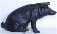 Lot #352 - Cast iron figural black pig change