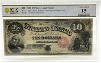 1880 US Note Legal Tender, Graded - Ten Dollars