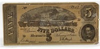 1864 Confederate States of America Five Dollar