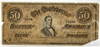 1864 Confederate States of America Fifty Dollars