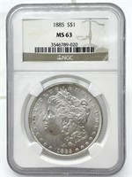 1885 Morgan Dollar, NGC Graded