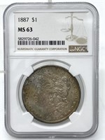 1887 Morgan Dollar, NGC Graded