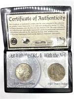 1921 Morgan Dollar and 1922 Peace Dollar Set -