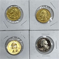(3) Gold Plated State Quarters and 1976 Quarter