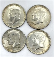 (4) Kennedy Half Dollars : 1966, 1967, and 1969