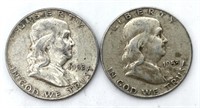 (2) 1952 Franklin Half Dollars