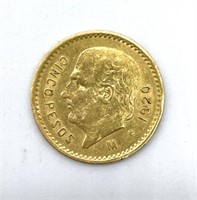 1920 Cinco Pesos Mexico Gold Coin