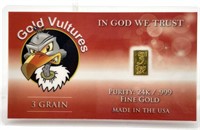 3 Grain .999 Fine Gold - Gold Vultures - In God