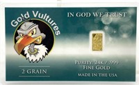 2 Grain .999 Fine Gold - Gold Vultures - In God