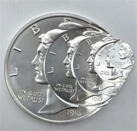 2 Troy Oz. .999 Fine Silver Enlarged Repeating