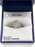 10KT Gold 3/8 Genuine Diamond Ring Size 7 NIB