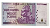 Five Hundred Million Dollars Zimbabwe Note - 2008