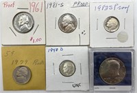 1972 Kennedy Half Dollar, (2) Eisenhower Dimes