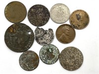 Illegible Date Shield Nickel, 1893 Barber Dime,