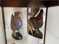 Wood Painted Rooster and Hen Set