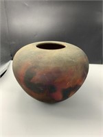 Leslie Mitchell Raku Pottery Vase **damaged**