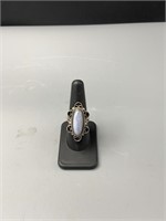 Mexican Sterling Silver White Agate Stone Ring