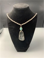 Sterling, Rutilated Quartz, Turquoise Pendant