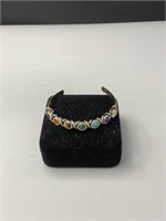 Multi Colored Stone Silver Cuff Bracelet