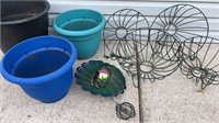 Metal Hanging Baskets, Plastic Pots, Wind Spinner