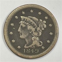 1849 Braided Hair Large Cent Fine F details