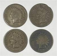 1866 1867 1868 1871 Indian Head Cent Quartet