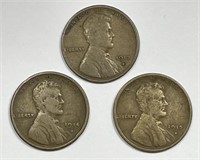 1913-S 1914-S 1915-S Lincoln Wheat Cent Trio