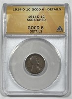 1914-D Lincoln Cent Good ANACS G6 details
